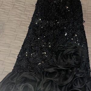 Black Sequin Floral Dress